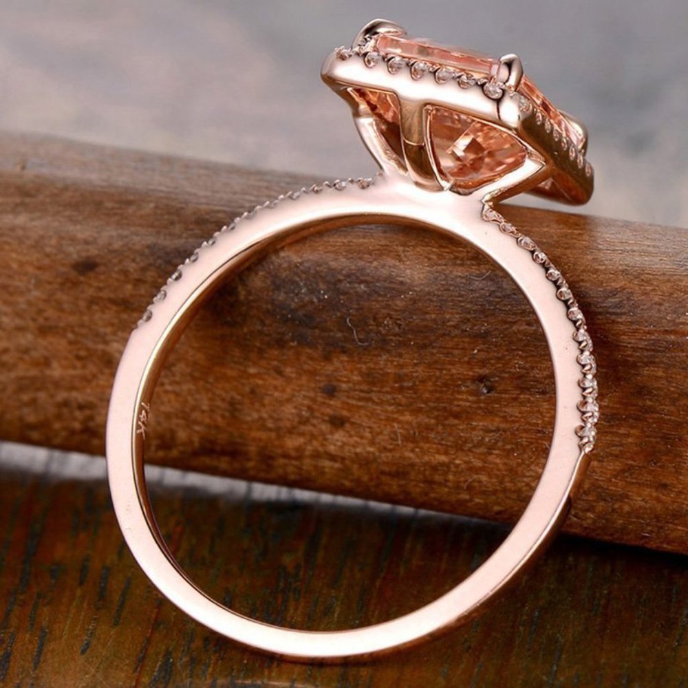 Luxury Gemstone Rectangle Champagne Rose Gold Ring for Women, VIP151 - Picture 6 of 7